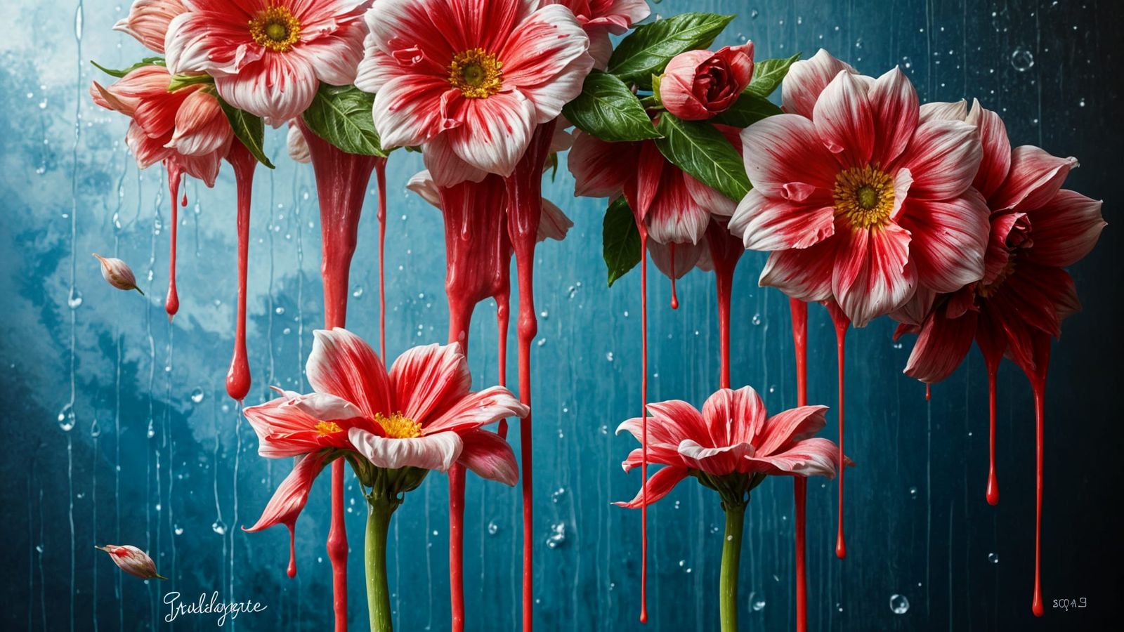 Surreal Flowers Dripping in Paint