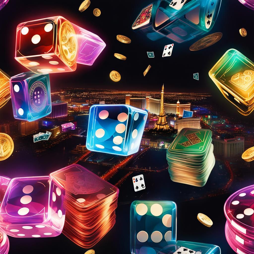 Las Vegas Double Exposure in Rough Watercolor Style