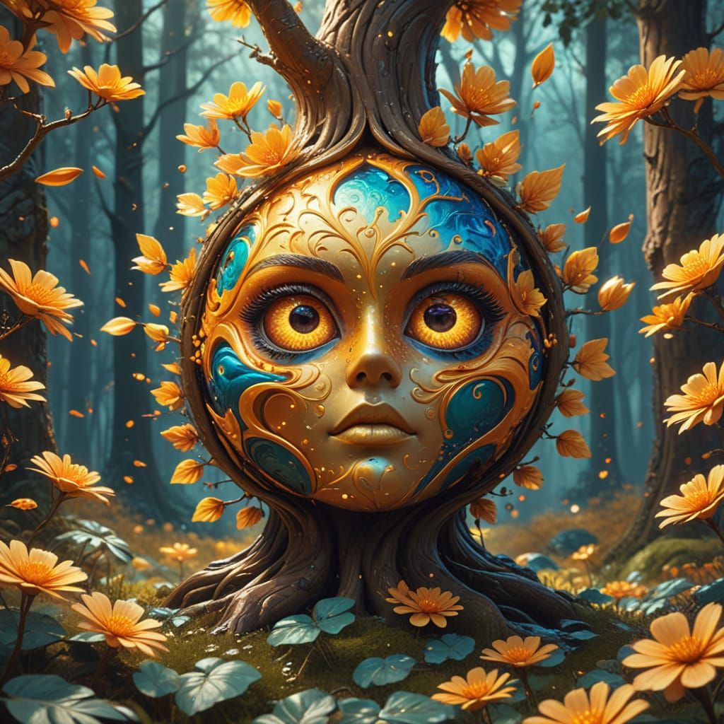 Vibrant Forest Dreamscape in Bold, Expressive Oil Painting S...