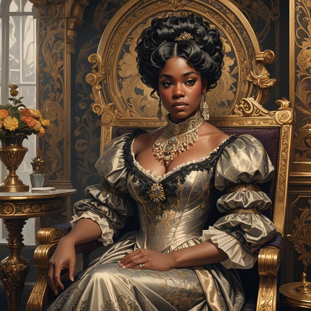 Portrait of a young queen Charlotte from Bridgerton