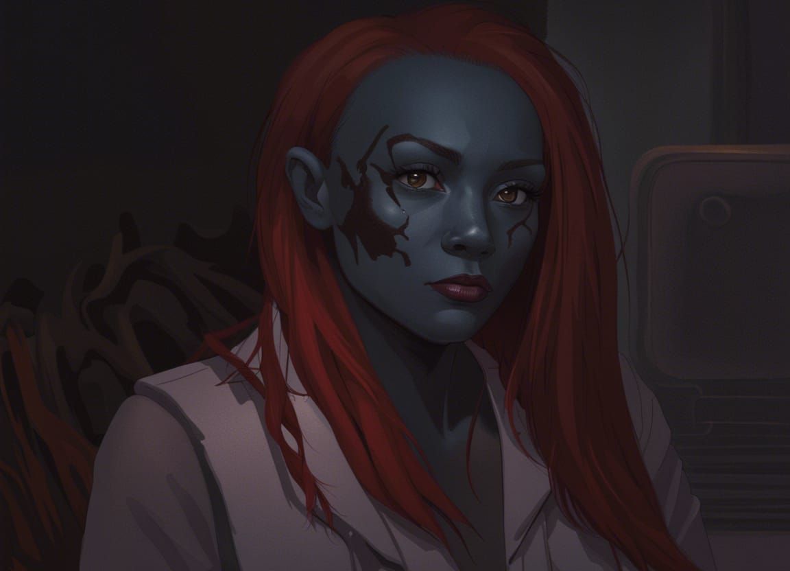 Demon Girl Portrait in Hyperdetailed Digital Art Style