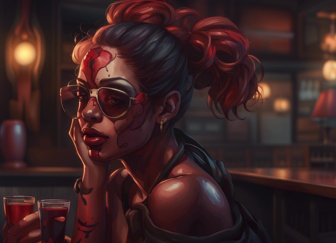 Demon Girl Portrait in Hyperdetailed Style