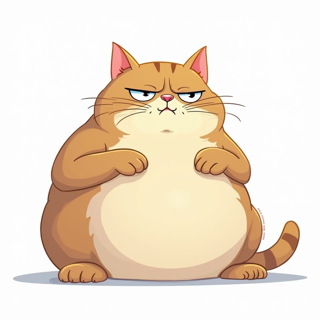 Confident Cartoon Cat Exudes Superiority with Smug Expressio...