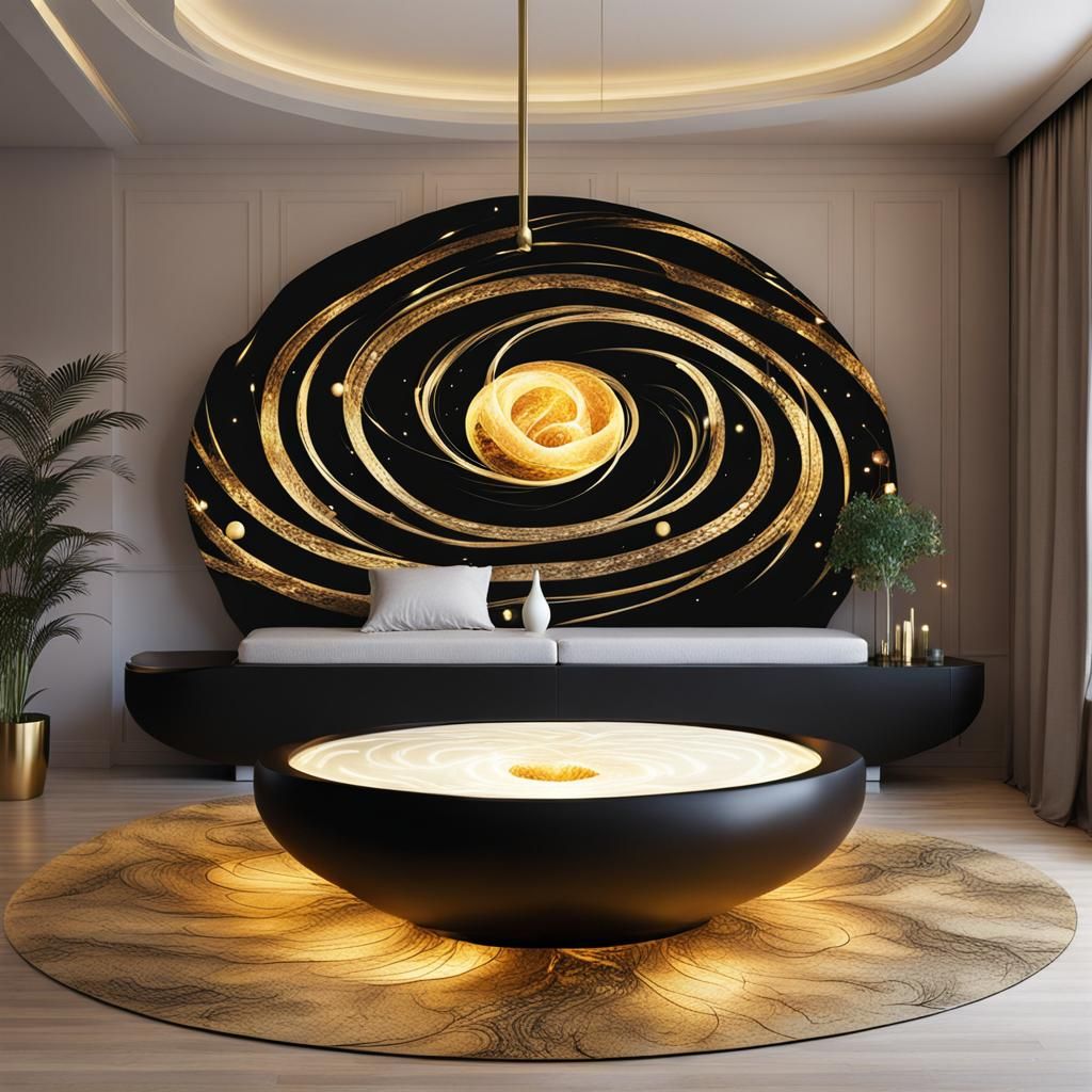 Nebula Lotus Fountain with Golden Veins