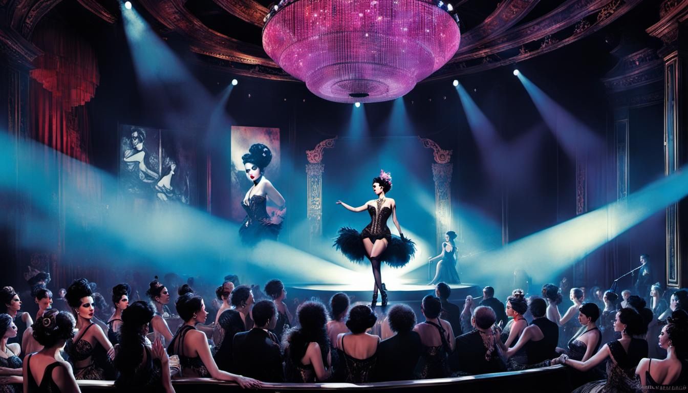 Burlesque Dancer in Klimt-Inspired Digital Painting