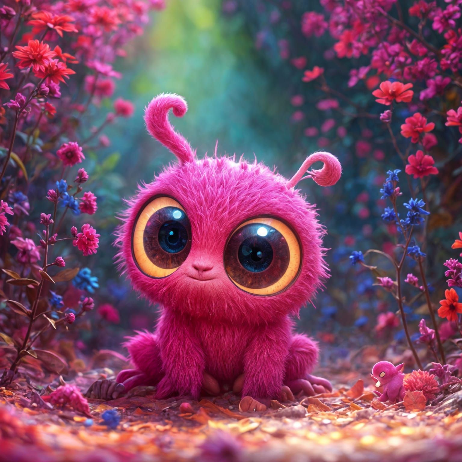 Adorable Pink Creature in Animation Studio Style