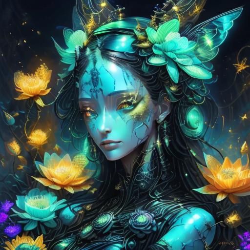 Biopunk Archangel Healer with Golden Halo