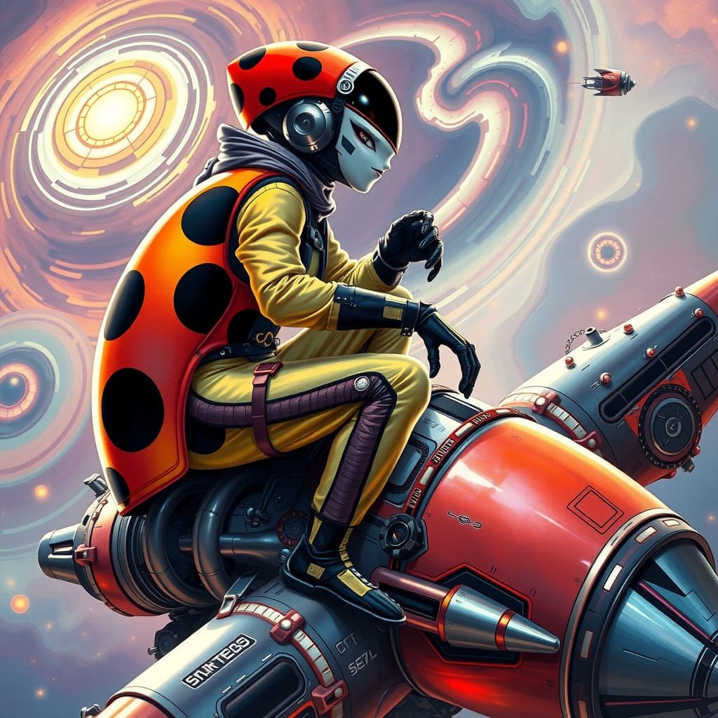 Futuristic Ladybug Alien on Otherworldly Spacecraft