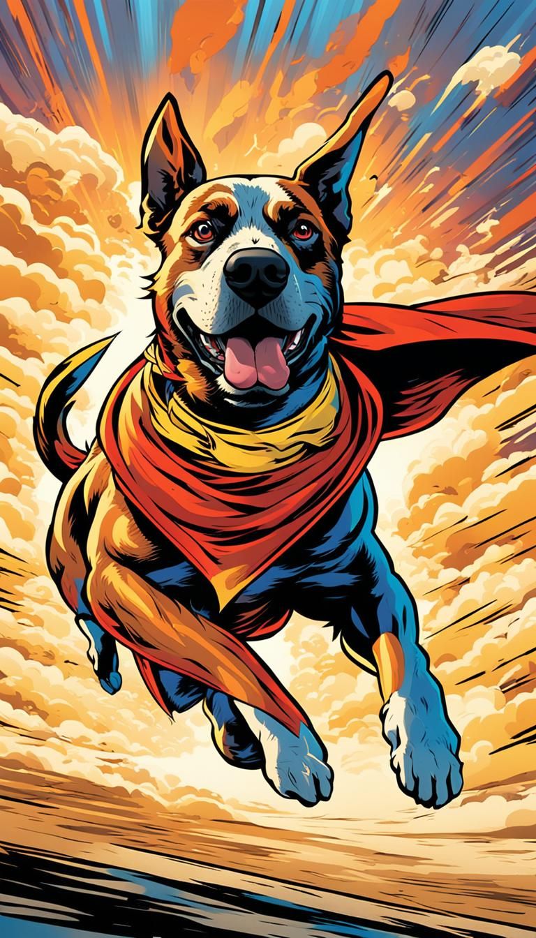 Vibrant Superhero in Dynamic Comic Book Style