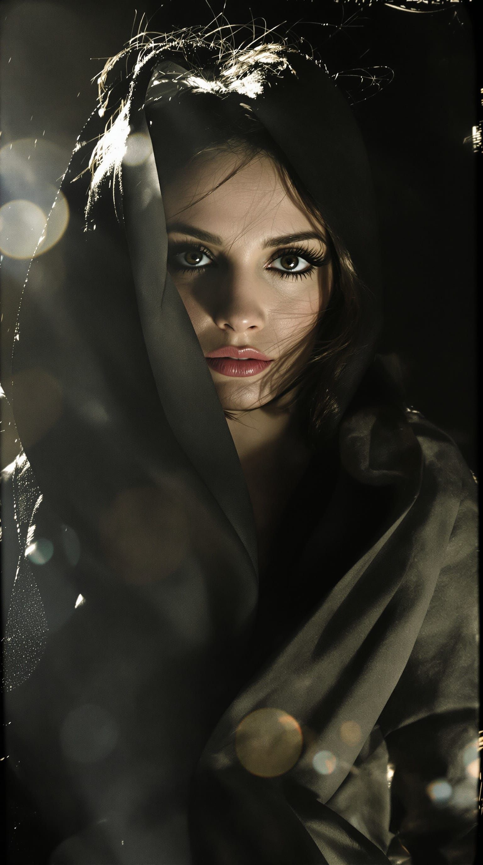 Portrait of Woman with Piercing Eyes and Sunbeams