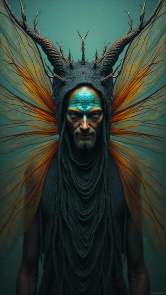 Dreamlike Dragonfly Creature with Glitched, Iridescent Detai...