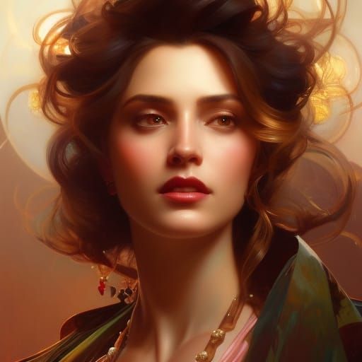 Fascinating Woman Portrait in Hyperdetailed Digital Art Styl...