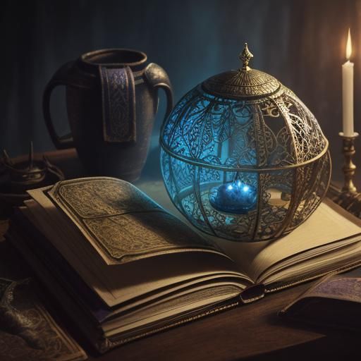 Magical Ring on Ancient Book, Surrealist Style