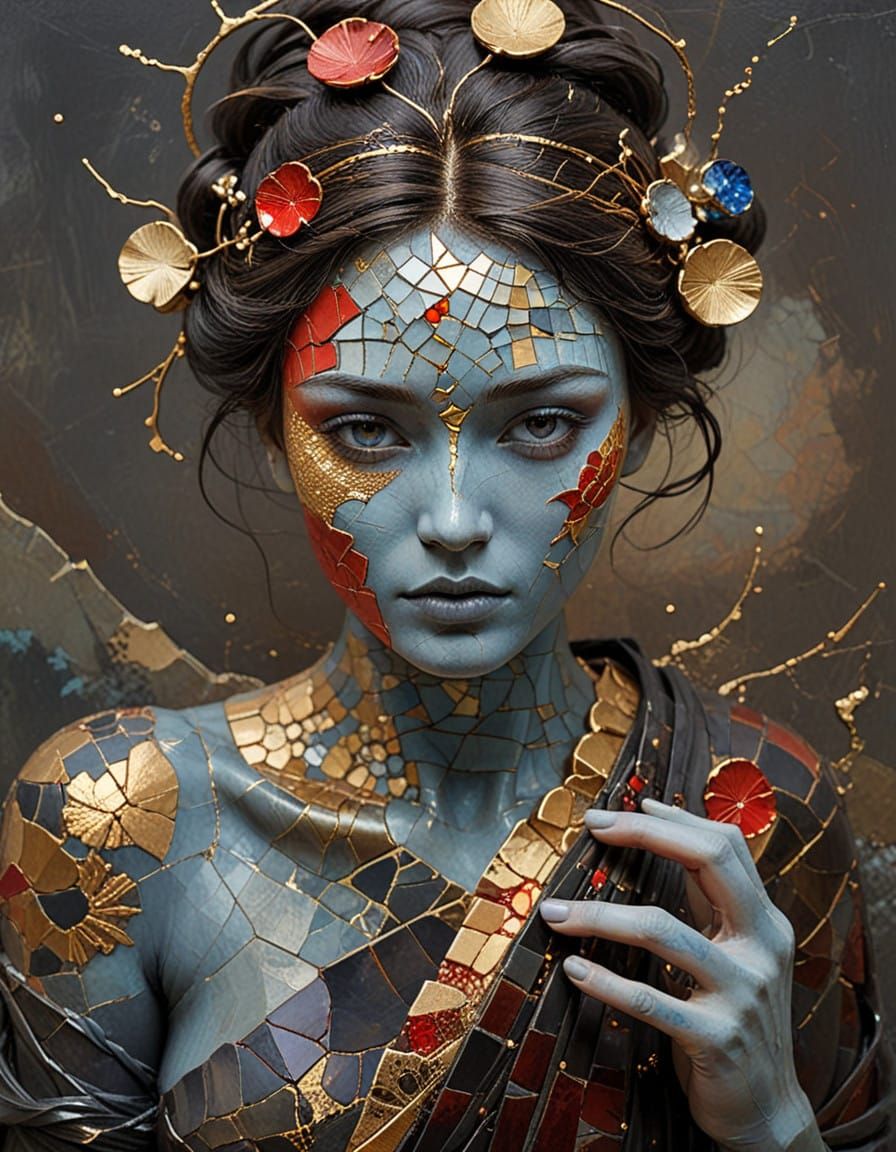 Vibrant Ocean Sunset in Impasto Style with Mixed Media