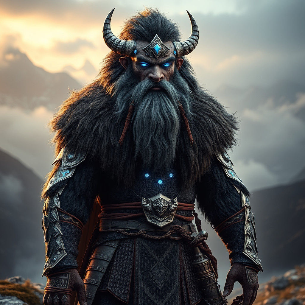 Yak-Viking Hybrid Warrior in Hyperrealistic Style