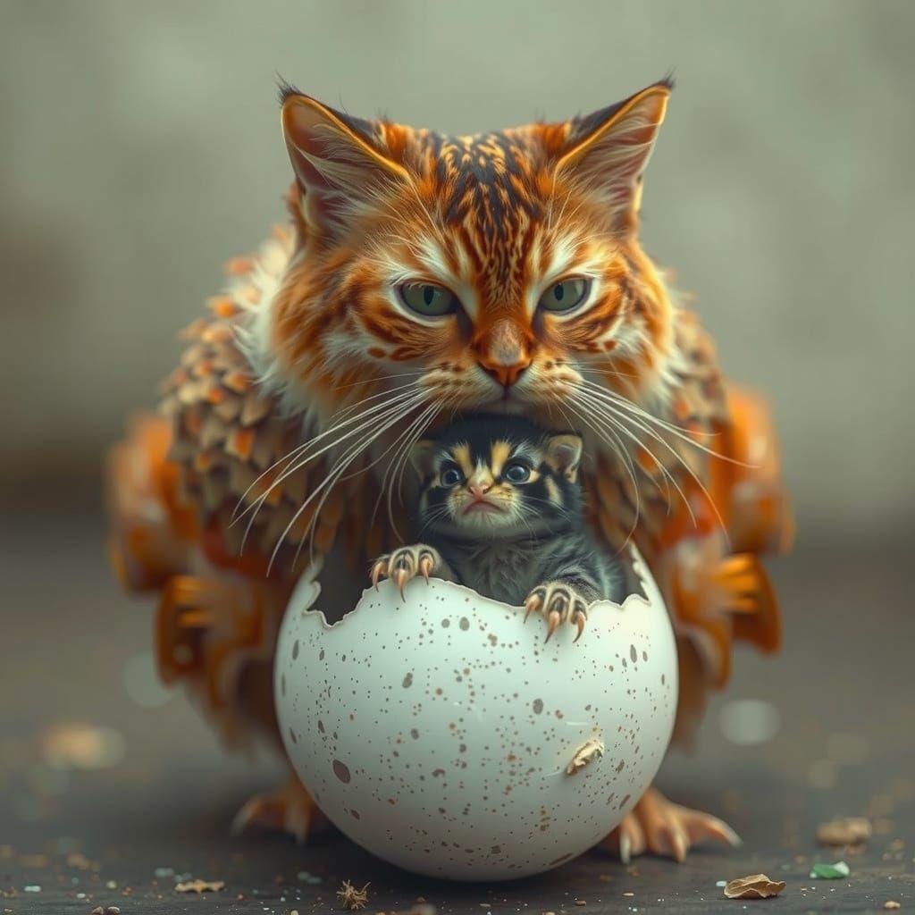 Iridescent Cat-Chicken Lays Egg: Cinematic Film