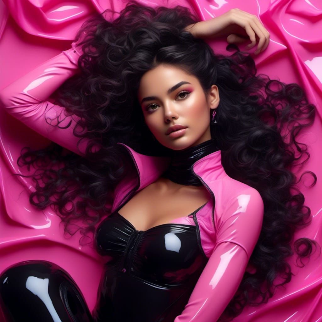 Beautiful Brazilian Woman in Latex: Splash Art Style