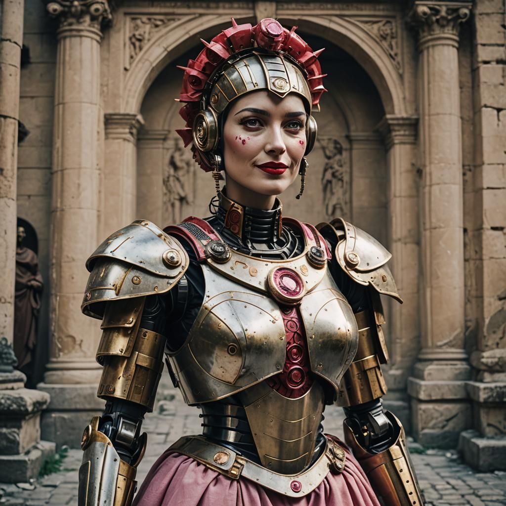 Robot Empress in Roman Garb: A Cinematic Portrait