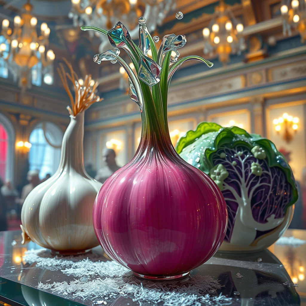 Glass Vegetables in Winter Palace: Hyperrealistic Art
