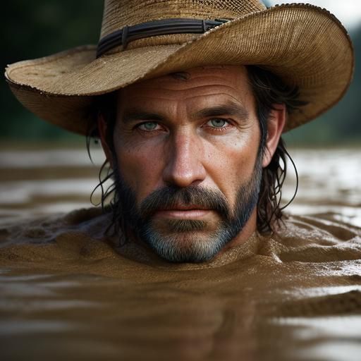 Cowboys Sinking in Quicksand: Professional Studio Portrait