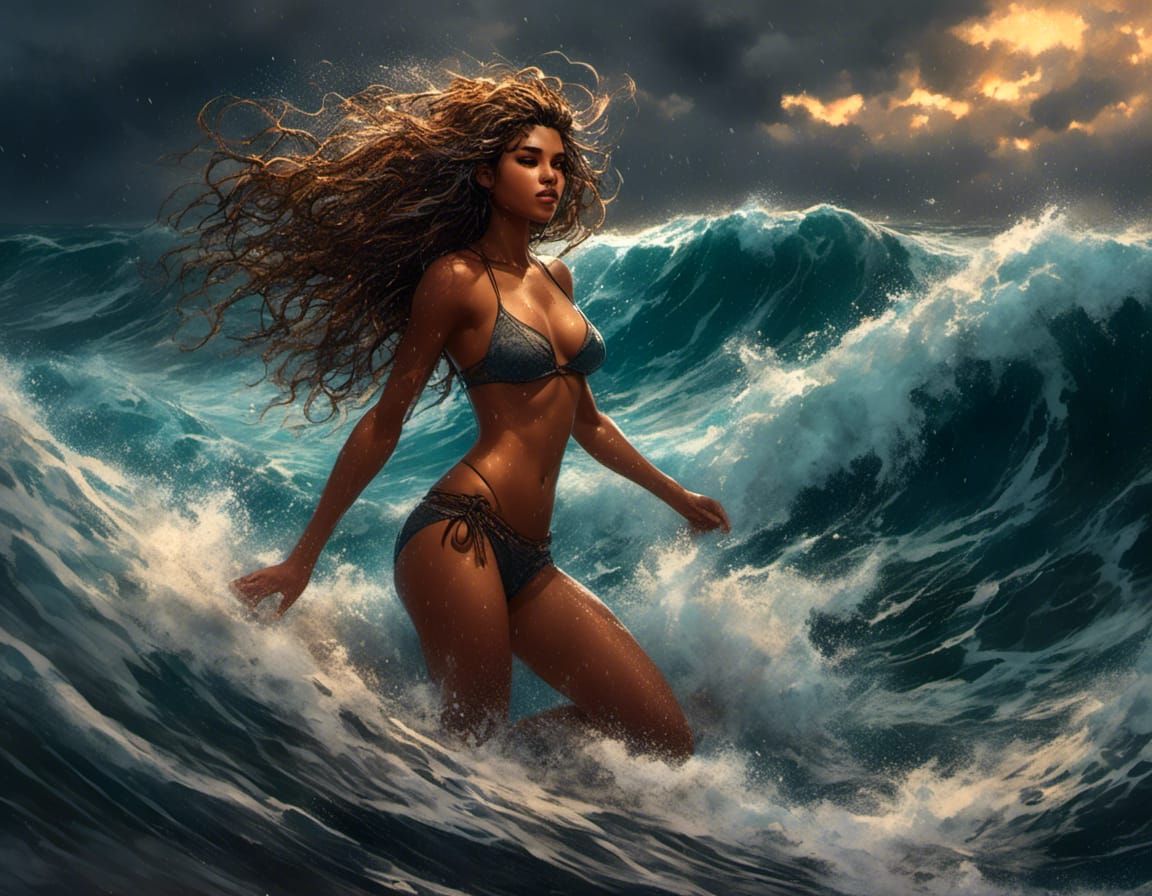 Ocean Goddess in Anime Comic Style