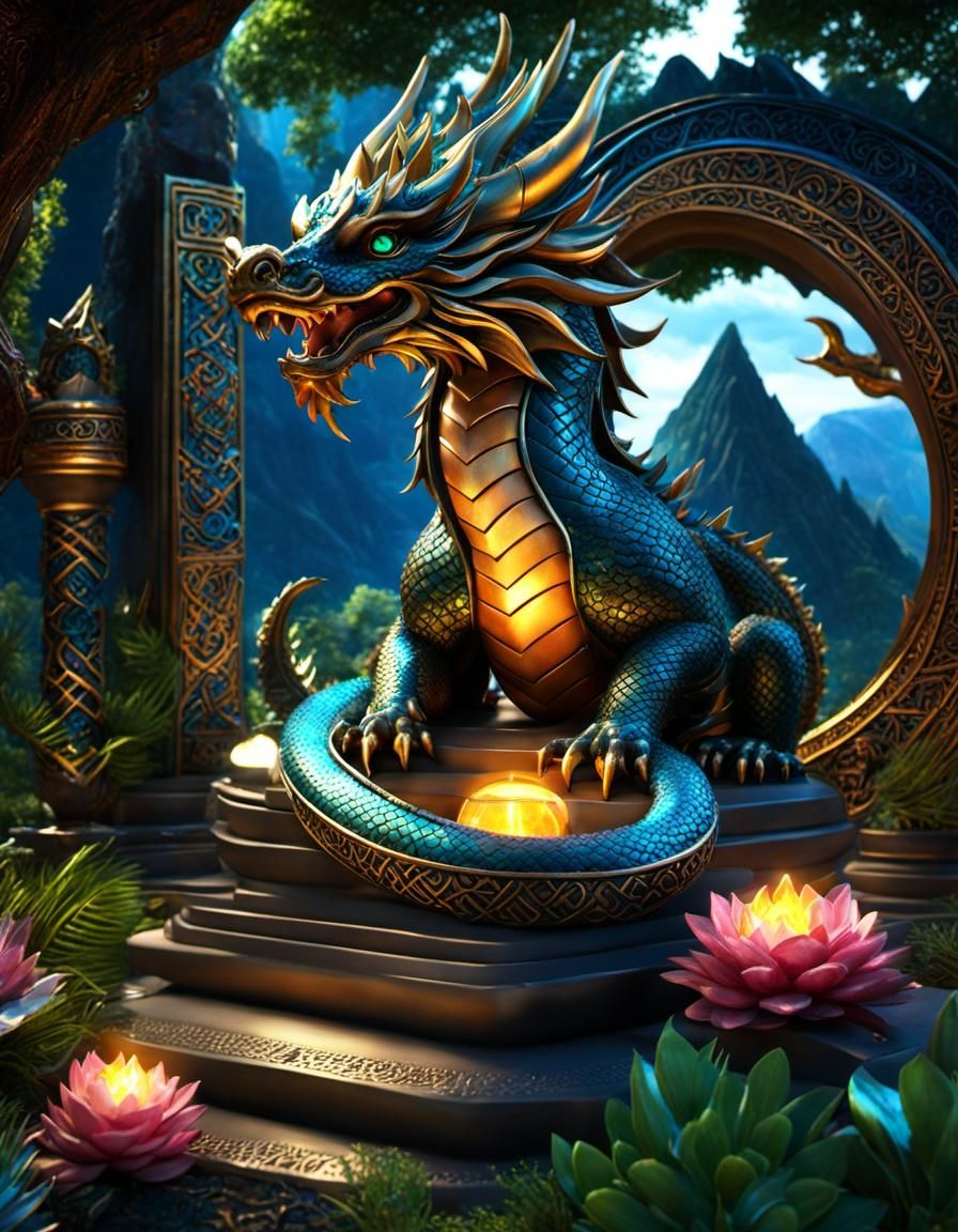 Crystal Dragon Temple with Celtic Sacred Geometry