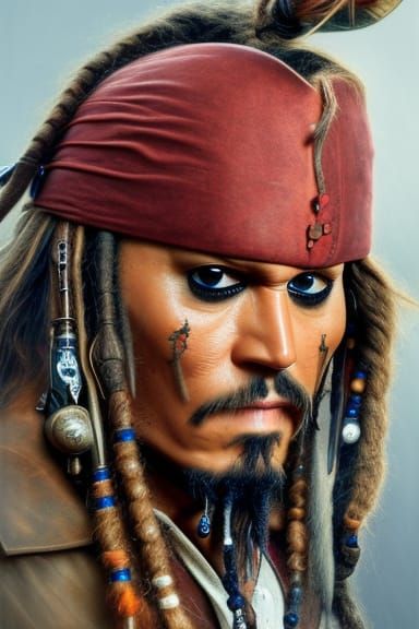 Friendly Portrait of Jack Sparrow in Fantasy Style