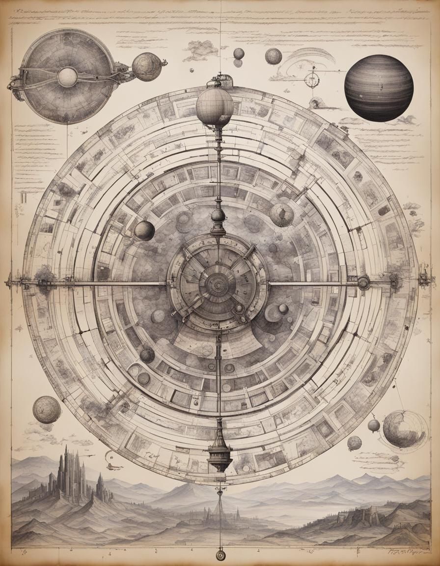 Sci-Fi Renaissance Drawing with Data Visualizations