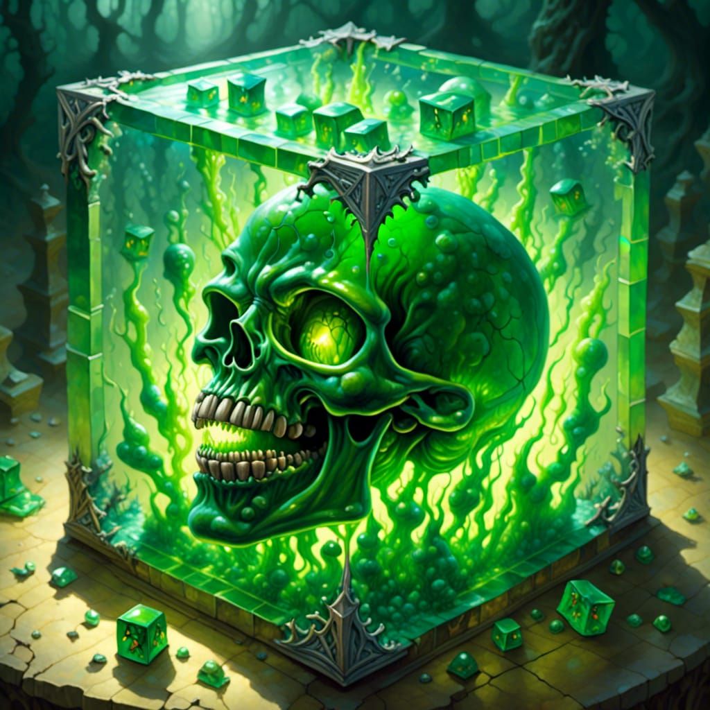 Gelatinous Cube with Dissolving Adventurers