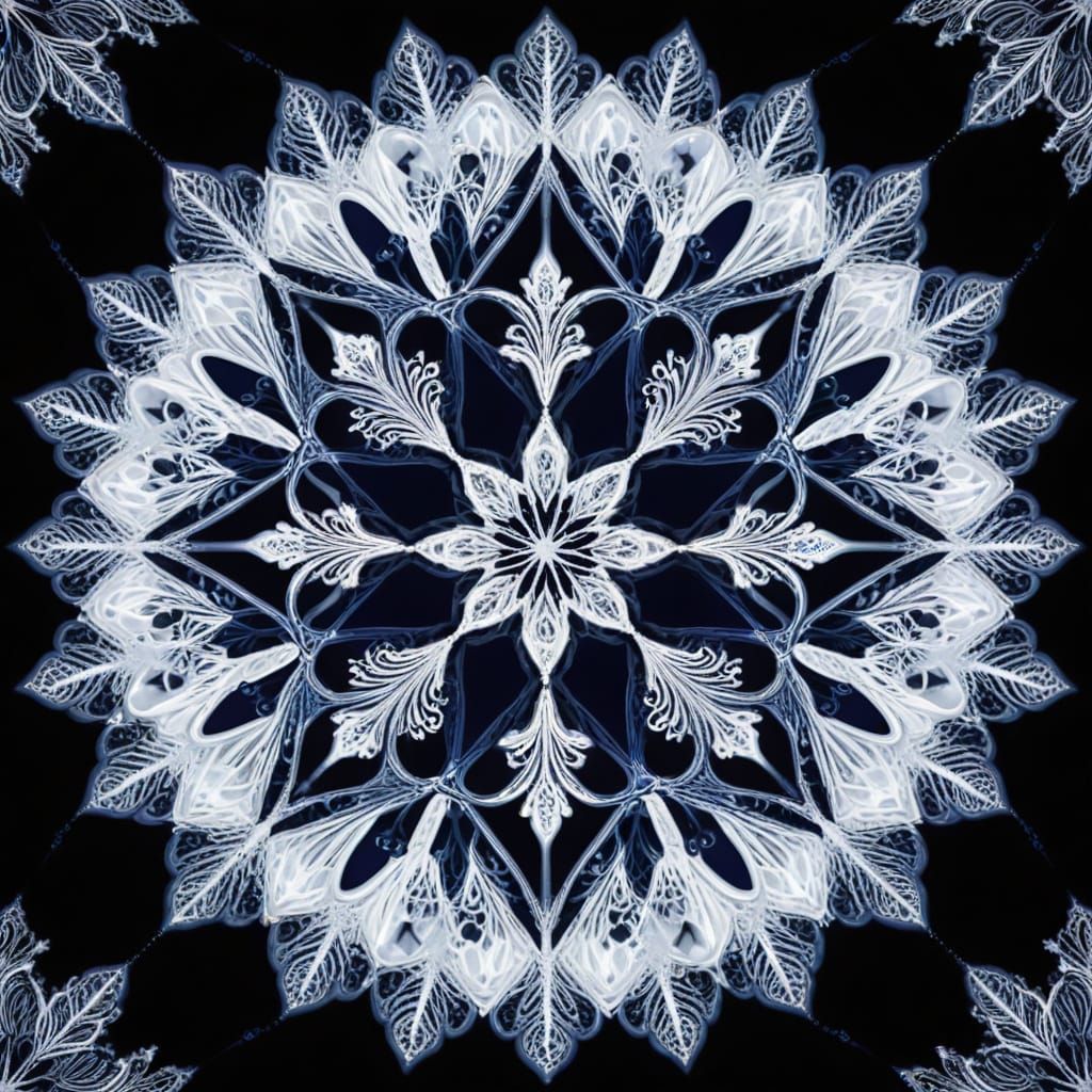 Luminescent Filigree Snowflake in Kaleidoscope Style