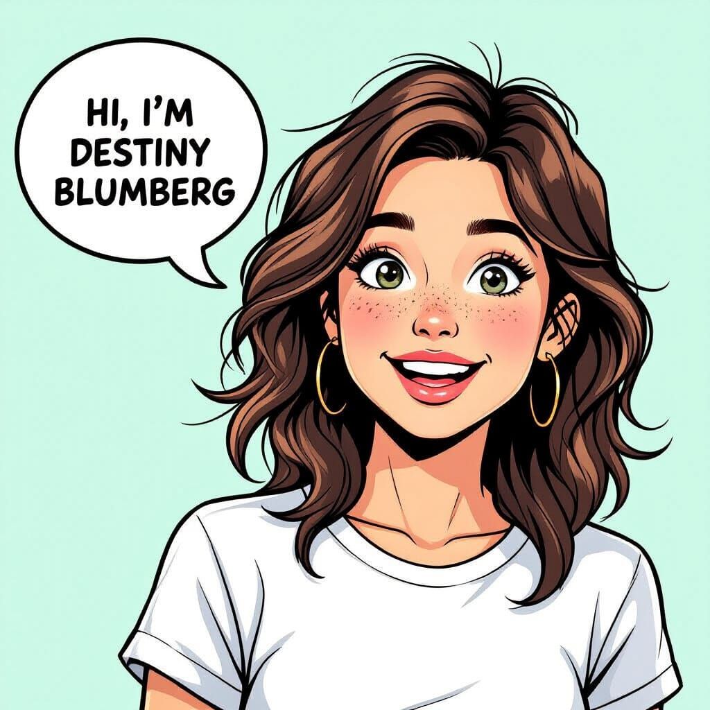 Young Woman Animatedly Introduces Herself in Comic Style