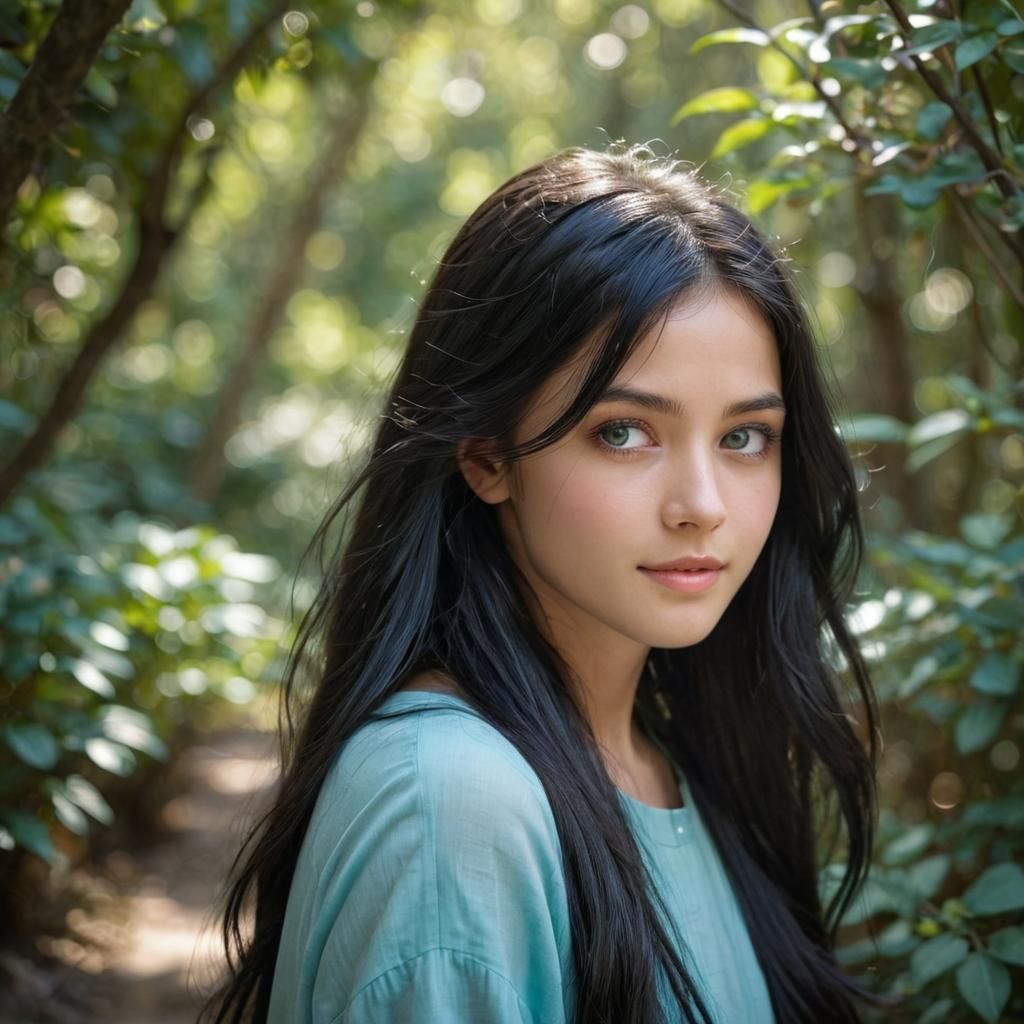 Anime Girl with Turquoise Eyes in Digital Art Style