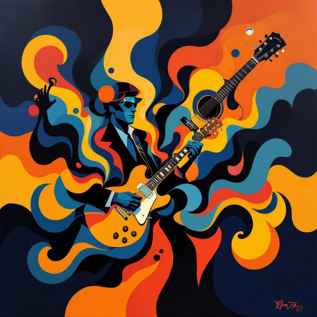 Abstract Blues: A Tribute in Bold Shapes and Color