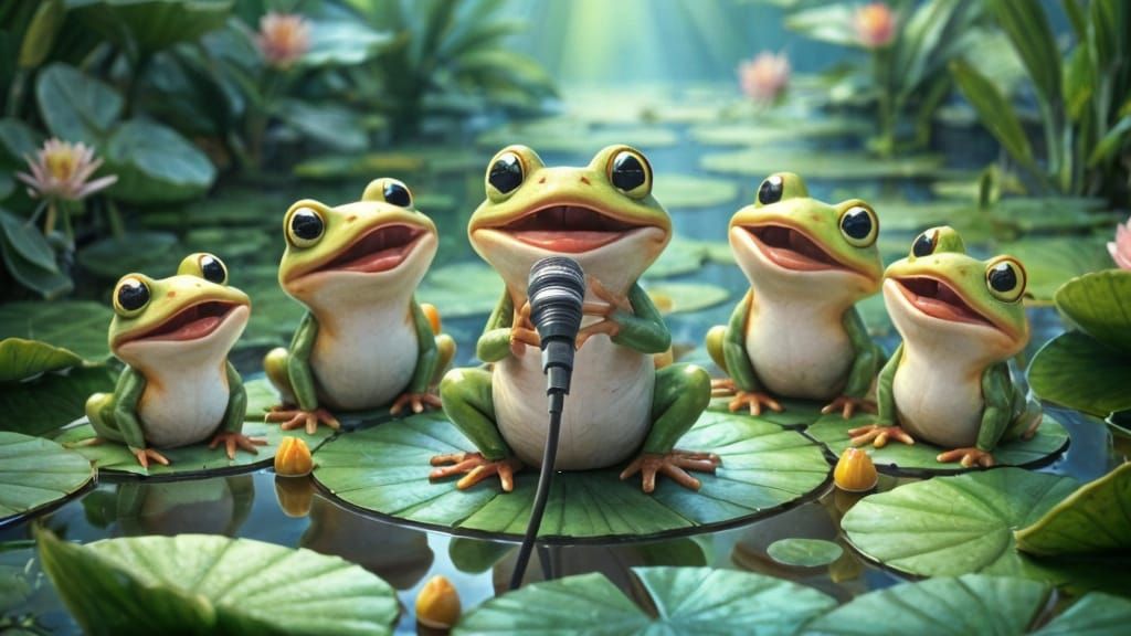 Singing Frogs Perform Anime Concert in Pond