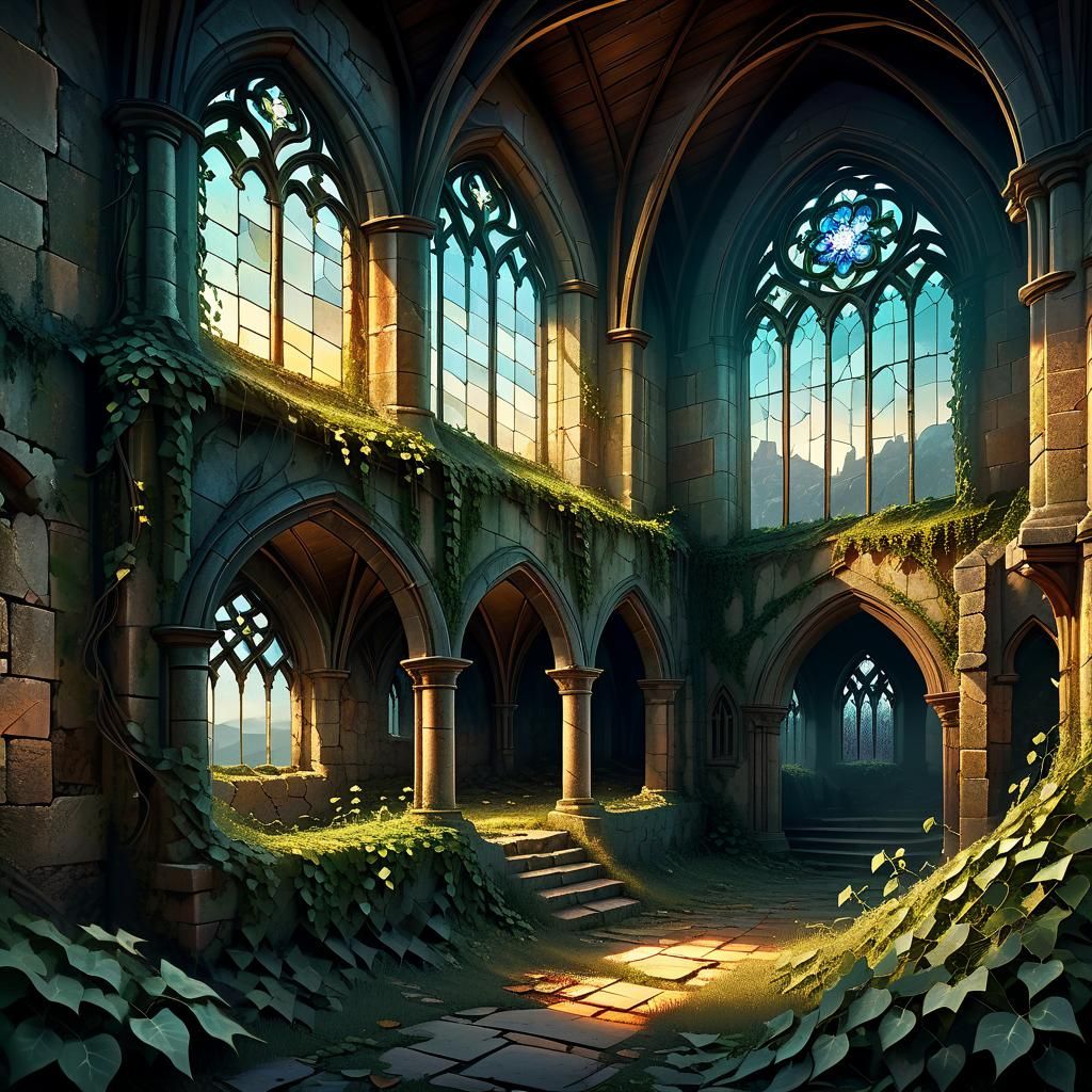 Abandoned Medieval Chapel at Dusk: Digital Art
