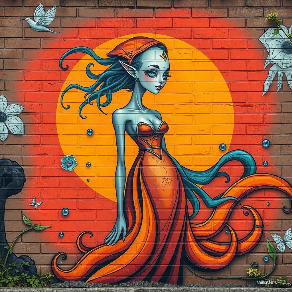 Elf Maiden in Enchanted Forest, Sci-Fi Style