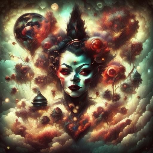 Geisha Gazing at City: Art Deco Cel-Shaded Style