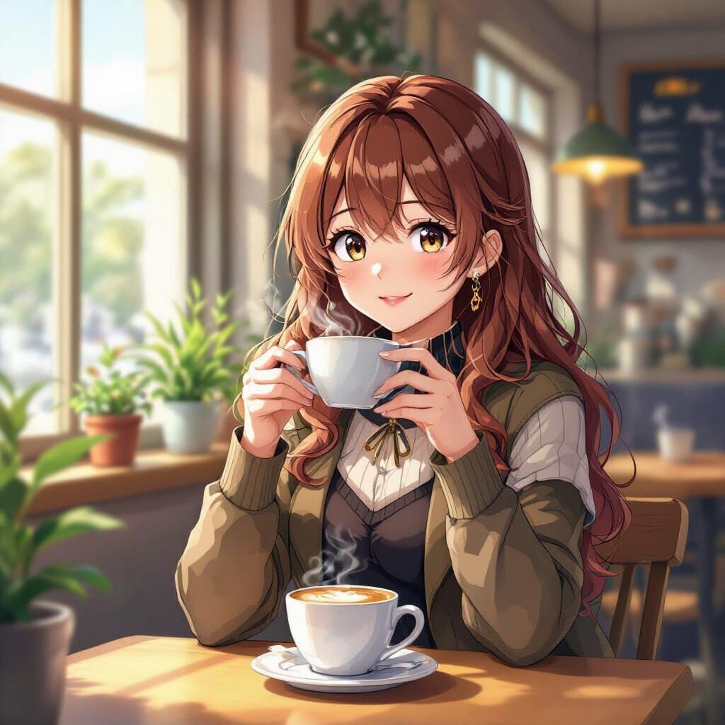 Enchanted Cafes in Studio Trigger Anime Style