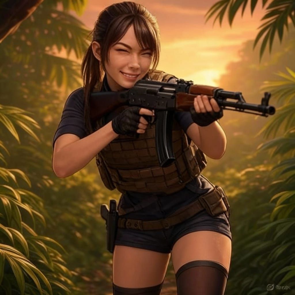 PUBG Mobile Character Poses with AKM in Realistic Style