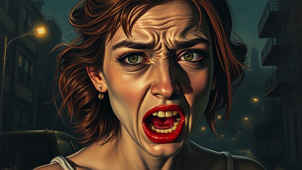 Haunting Portrait of a Woman in Expressionist Style