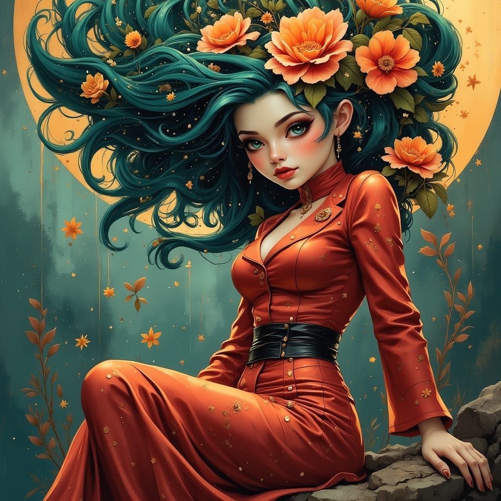 Ethereal Pinup Goddess in Dreamlike State