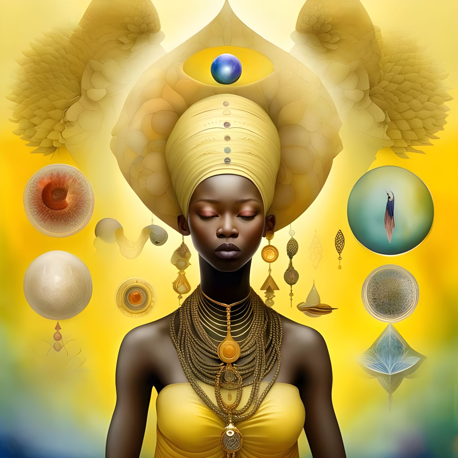 Oshun: Surreal Watercolour Painting of Divine Wisdom