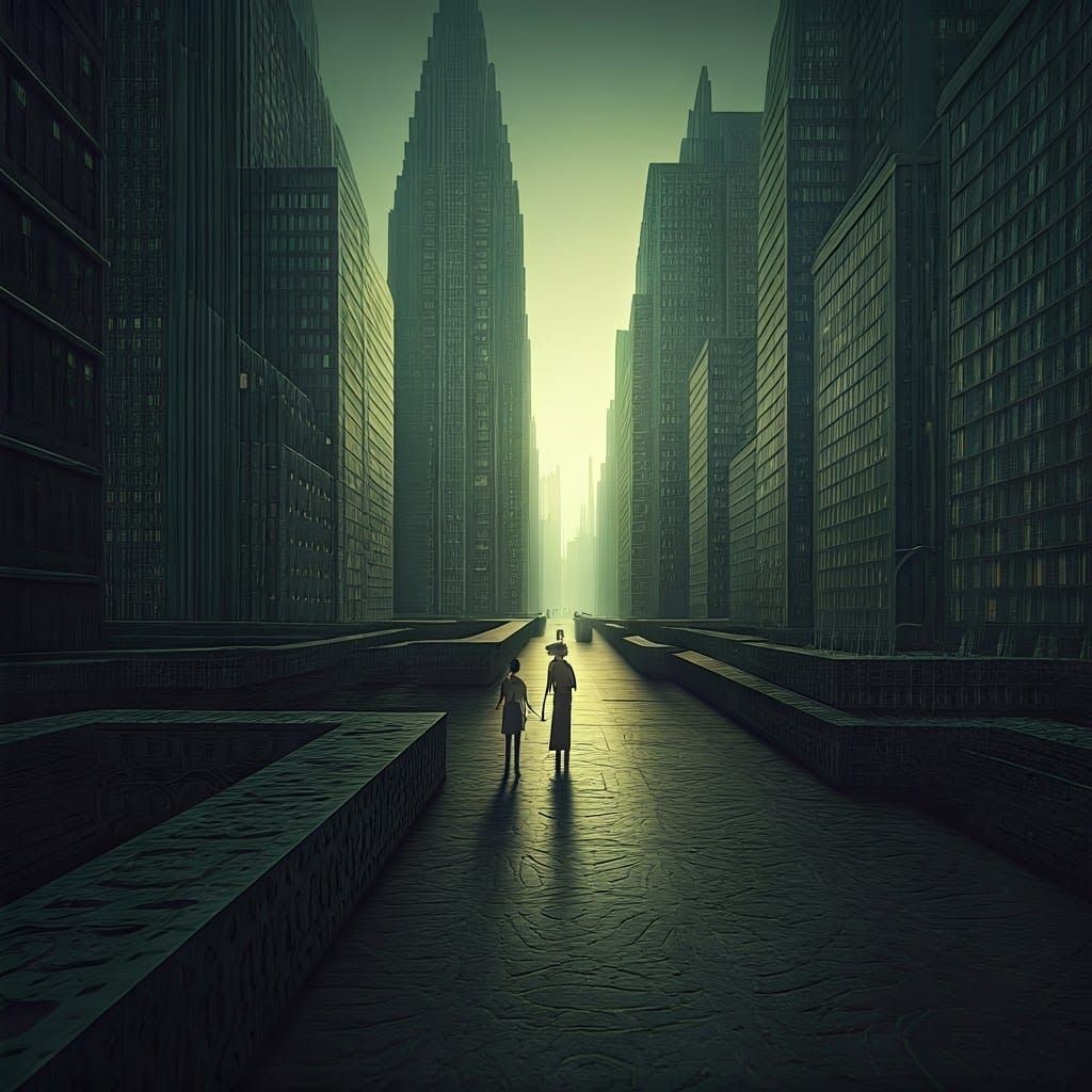 Miniature Humans Navigate a Surreal, Art Deco Metropolis