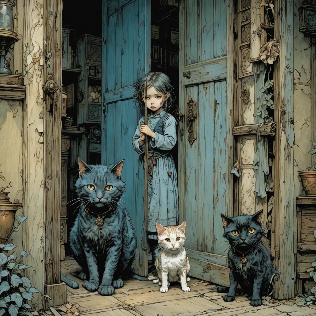 Sister Paints Cat Blue in Expressive Style