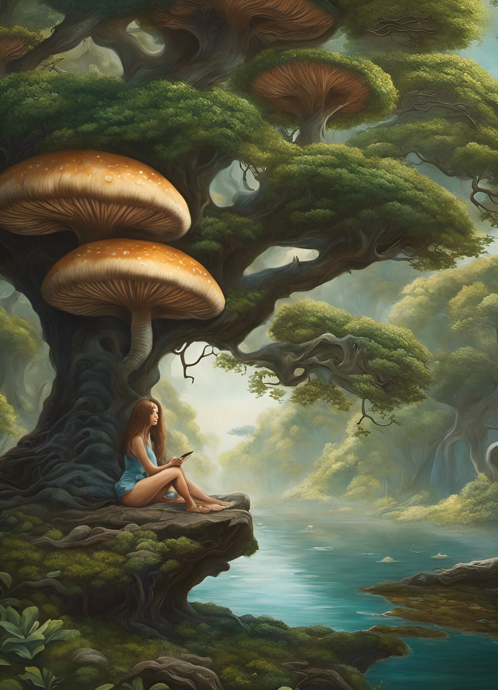 Surreal Woman Under Tree of Life in 4K