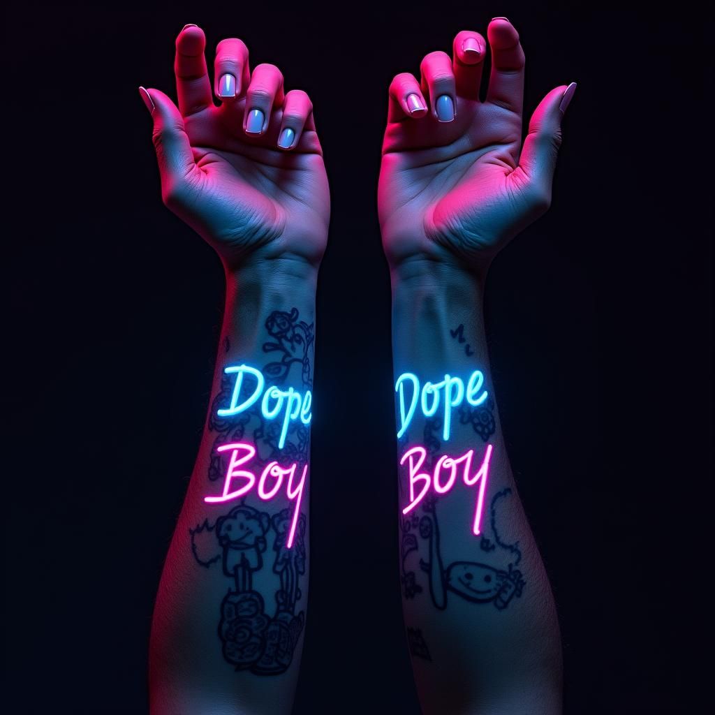 Neon Tattoo Art in Retrowave Cyberpunk Style