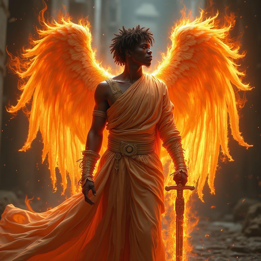 Black Angel of Blazing Fire and Flame Sword