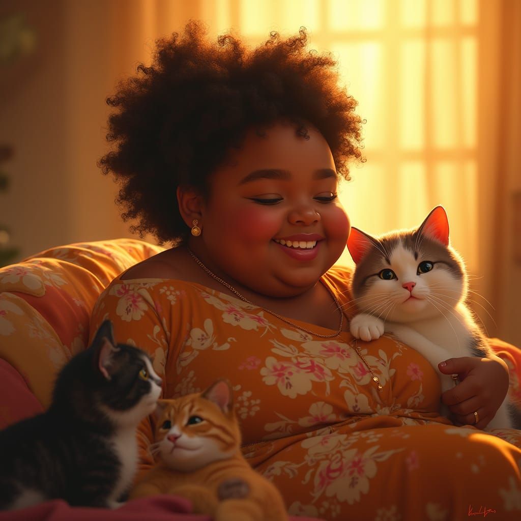 Celebratory Black Teen Girl Surrounded by Love and Warmth