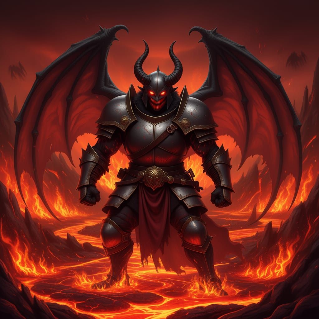 Hellish Landscape with Lava and Flames