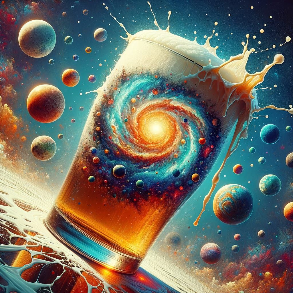 Solar System in Beer Glass: Fantasy Concept Art